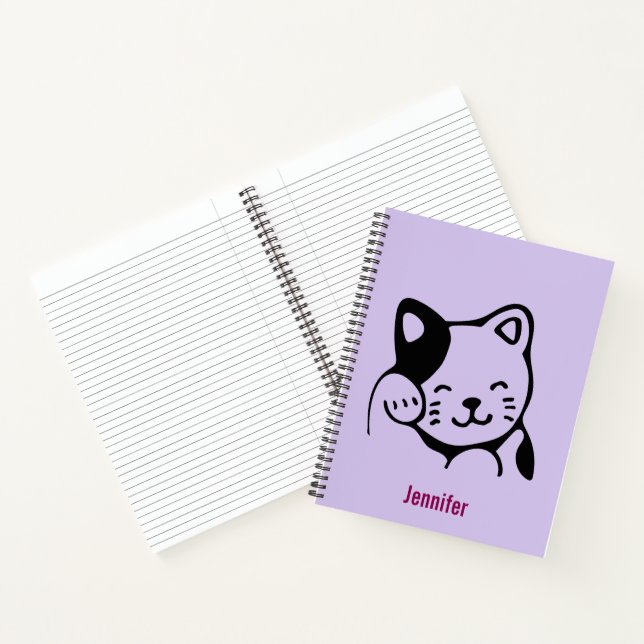 Cuaderno Gato Kitty blanco y negro lindo agitando Personali (Interior)