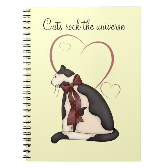 Cuaderno Gato Kitty con imágenes del corazón (Frente)