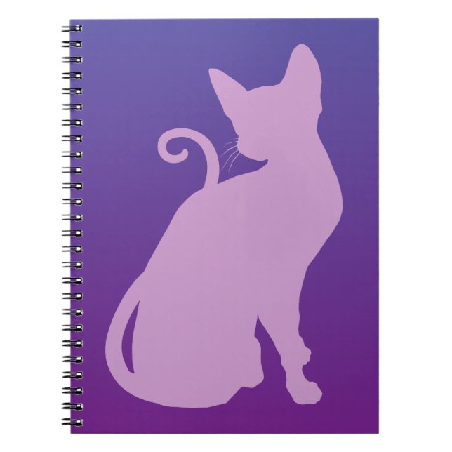 Cuaderno Gato Lila sobre Púrpura (Frente)