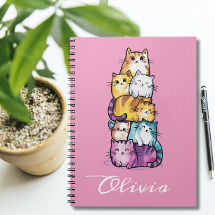 Cuaderno Gato Lindo Acuarela Colorida Animal Divertido Pers
