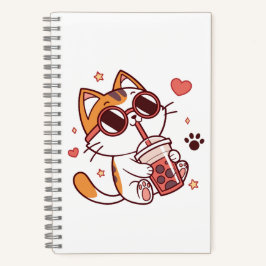 Cuaderno Gato lindo con gafas de sol Té Boba