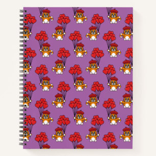 Cuaderno Gato lindo con globos de corazón rojo