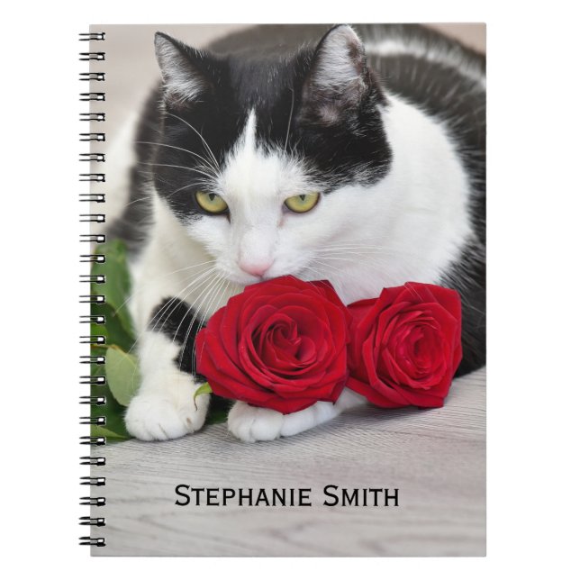 Cuaderno Gato lindo con la rosa roja (Frente)
