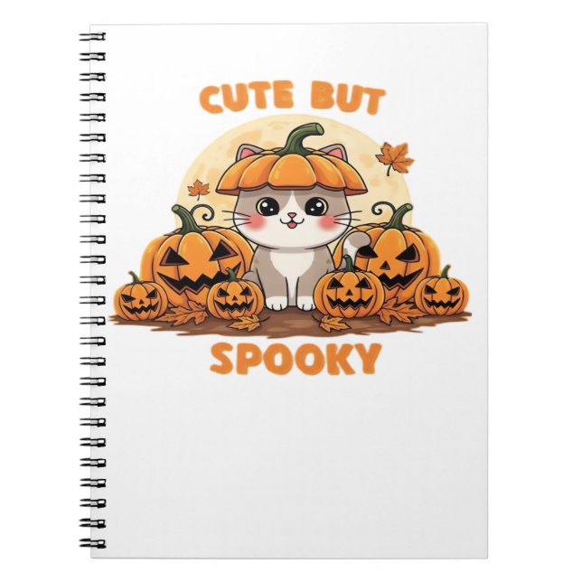 Cuaderno Gato lindo de Halloween con calabazas - Kawaii Spo (Frente)