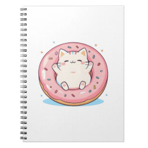 Cuaderno Gato Lindo en Diseño Dulce Kawaii de Donut