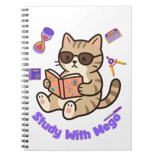 Cuaderno Gato lindo estudiando con gafas de sol divertido 