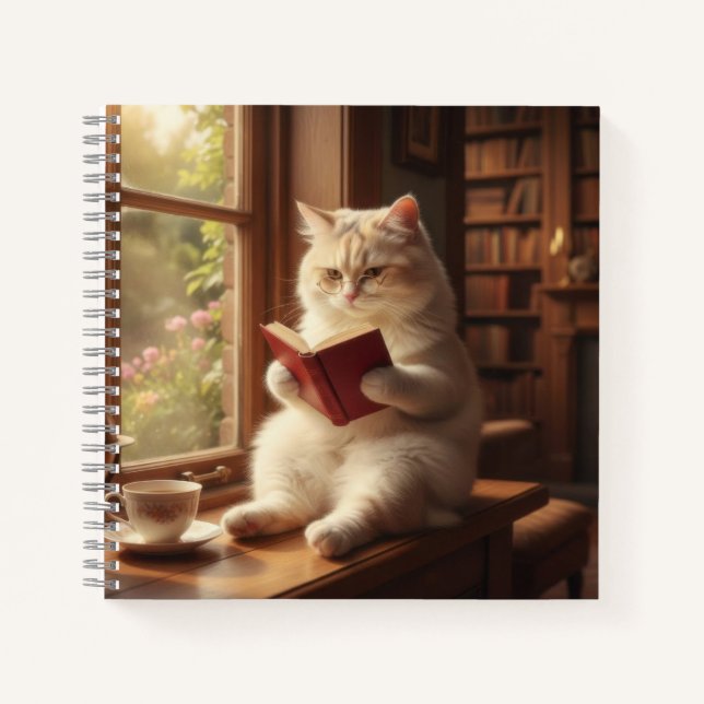 Cuaderno Gato Lindo Leyendo (Anverso)