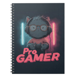 Cuaderno Gato lindo "Pro Gamer" con audífonos