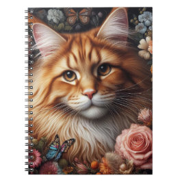 Cuaderno Gato Maine Coon y Rosas Rosadas Amantes de los Gat