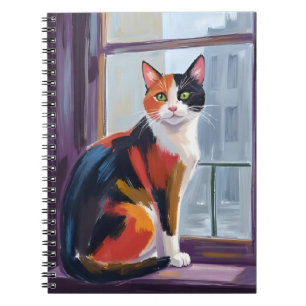 Cuaderno Gato Marmoleado Mascota de Ventana en Acuarela