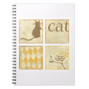 Cuaderno Gato marrón y pájaro amarillo por Chariklia Zarris