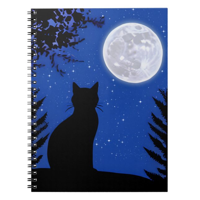 Cuaderno Gato mirando a la luna llena (Frente)