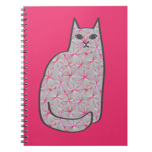 Cuaderno Gato moderno de mediados de siglo, gris/gris y ros