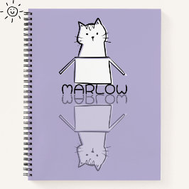 Cuaderno Gato Morado Lindo Reflejo Garabato Nombre Personal