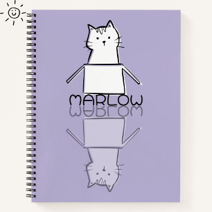 Cuaderno Gato Morado Lindo Reflejo Garabato Nombre Personal