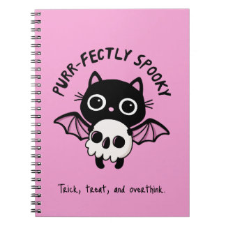 Cuaderno Gato Murciélago Cute de Halloween - Chiste Espeluz
