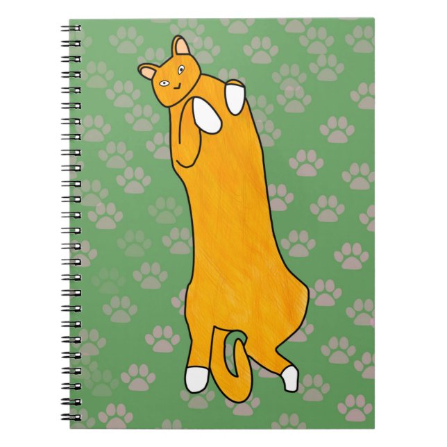 Cuaderno Gato naranja acostado sobre su espalda (Frente)