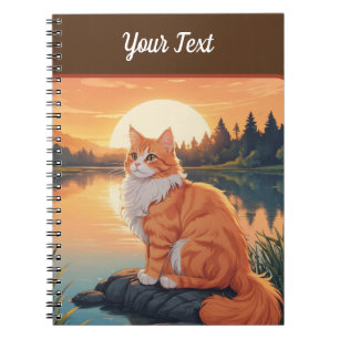 Cuaderno Gato naranja junto al lago