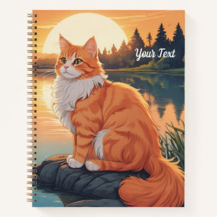 Cuaderno Gato naranja junto al lago