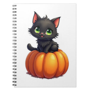 Cuaderno Gato Negro Adorable Sobre Calabaza Caprichosa De H