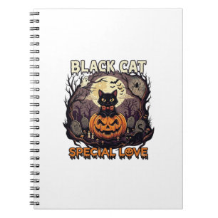 Cuaderno Gato Negro Amor Especial Halloween Calabaza Luna L