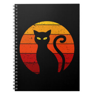 Cuaderno Gato Negro Atardecer Retro Vintage Halloween I