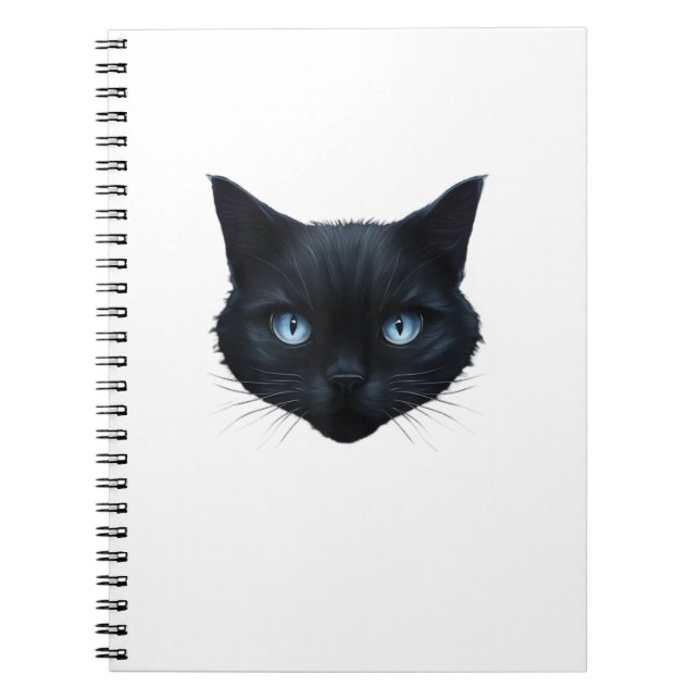 Cuaderno Gato negro cara ojos azules Tee gráfico hombres mu (Frente)