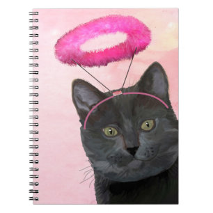 Cuaderno Gato negro con Angel Halo Rosa