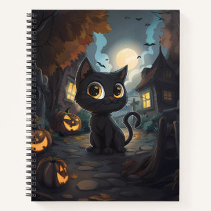 Cuaderno Gato negro con calabazas Jack-o-Lanterns de Hallow