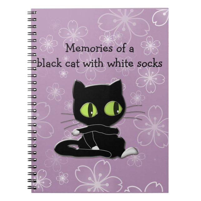 Cuaderno gato negro con calcetines blancos (Frente)
