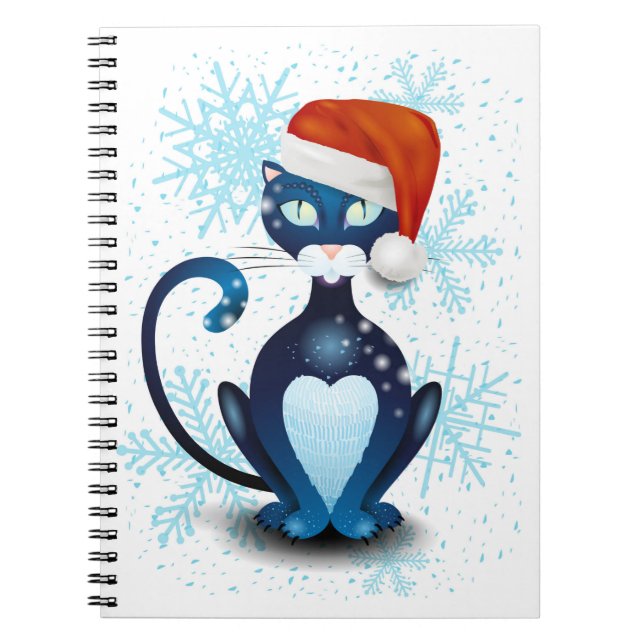 Cuaderno Gato negro con el Gorra de Santa (Frente)