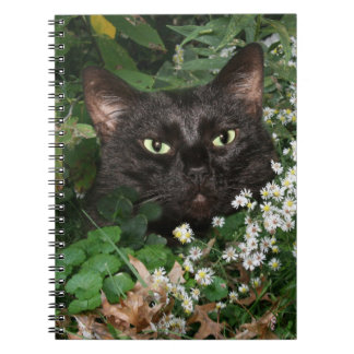 Cuaderno Gato negro con flores silvestres