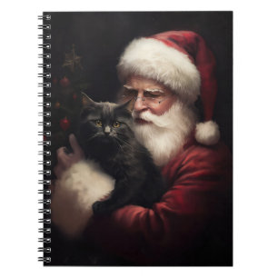 Cuaderno Gato negro con Navidades festivos de Santa Claus