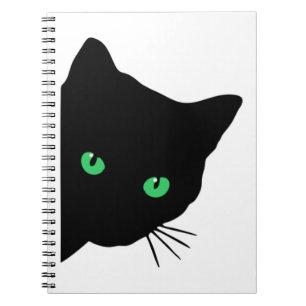 Cuaderno gato negro con ojos verdes