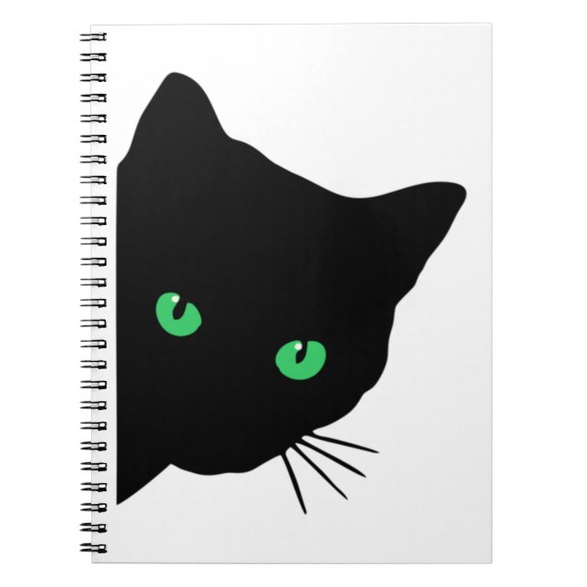 Cuaderno gato negro con ojos verdes (Frente)