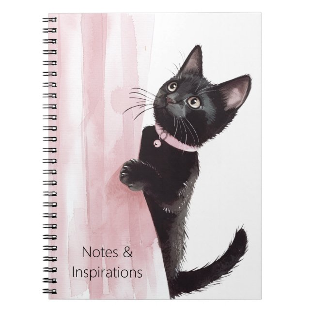Cuaderno Gato Negro Cortina Rosa (Frente)