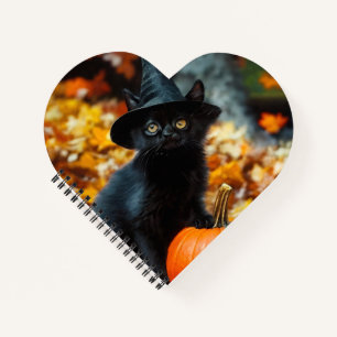 Cuaderno Gato negro de Halloween y calabaza
