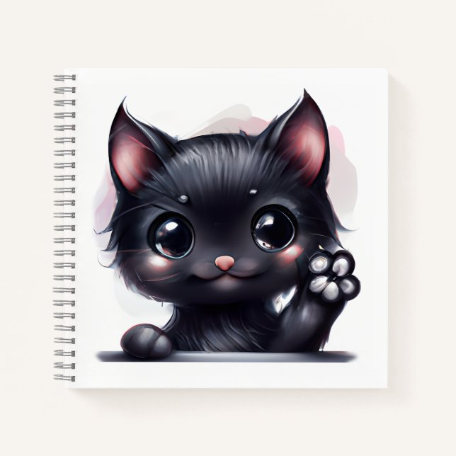 Cuaderno Gato negro de Kawaii Adorable (Anverso)