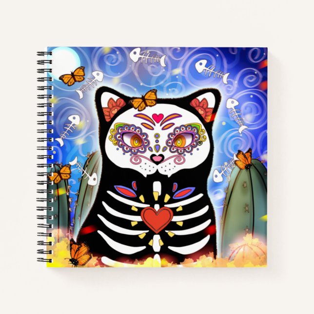 Cuaderno Gato negro Dia De Los Muertos (Anverso)