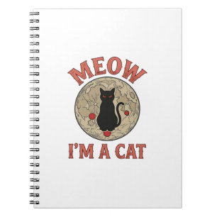 Cuaderno Gato negro divertido luna diseño vintage de Hallow