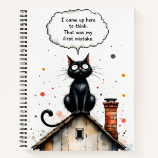 Cuaderno Gato negro divertido que se pasa de listo en el te