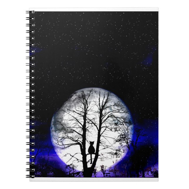 Cuaderno gato negro en árbol (Frente)
