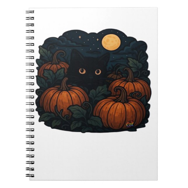 Cuaderno Gato negro en la camiseta clásica del parche (Frente)
