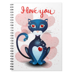 Cuaderno Gato negro enamorado