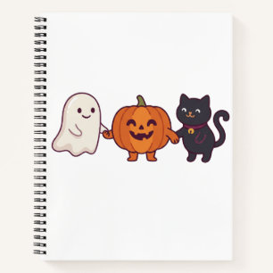 Cuaderno Gato Negro Fantasma Lindo y Jack O Lantern Hallowe
