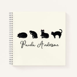 Cuaderno Gato negro gracioso personalizable