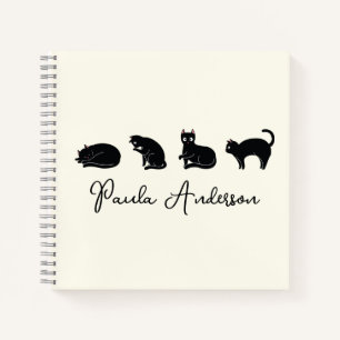 Cuaderno Gato negro gracioso personalizable