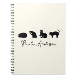 Cuaderno Gato negro gracioso personalizable