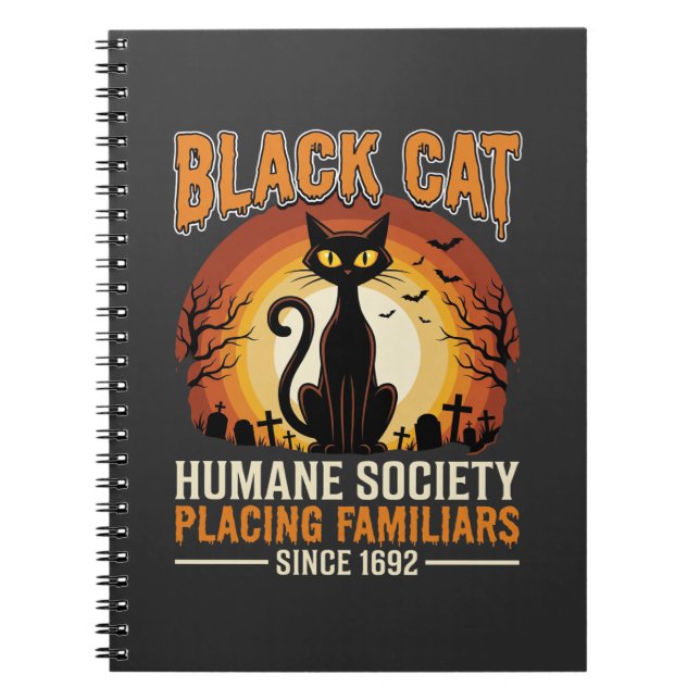 Cuaderno Gato Negro Halloween Familiar Antiguo Cementerio D (Frente)