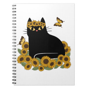 Cuaderno Gato negro hippie de mediados de siglo